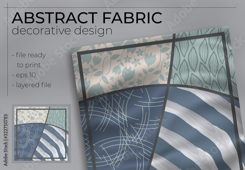 Abstract Fabric Decorative Design with Realistic Mock up for Printing Production. Hijab , Scarf , Pillow , etc.