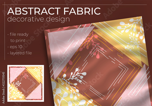 Abstract Fabric Decorative Design with Realistic Mock up for Printing Production. Hijab , Scarf , Pillow , etc.
