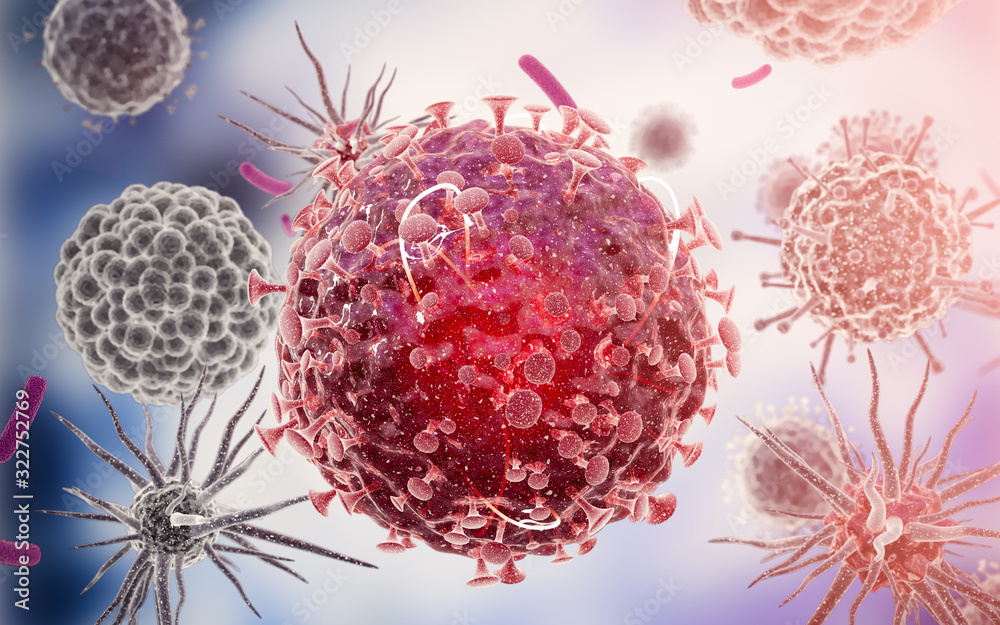 Virus cells or bacteria molecule. Flu, view of a virus under a microscope, infectious disease. Germs, bacteria, cell infected organism. Virus H1N1, Swine Flu, Corona virus. 3d Rendering. Virus cells or bacteria molecule. Flu, view of a virus under a microscope, infectious disease. Germs, bacteria, cell infected organism. Virus H1N1, Swine Flu, Corona virus. 3d Rendering.