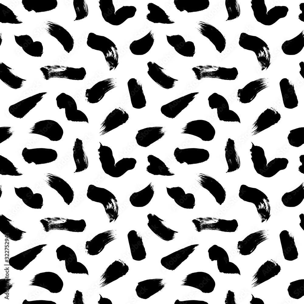 Brush strokes vector seamless pattern. Grunge lines, smears and blots in memphis style. Black and white mess mosaic texture. Brush strokes vector seamless pattern. Grunge lines, smears and blots in memphis style. Black and white mess mosaic texture.