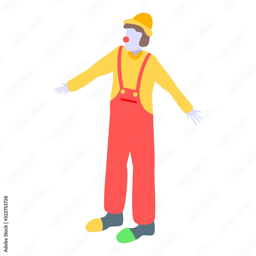 Cute clown icon. Isometric of cute clown vector icon for web design isolated on white background Cute clown icon. Isometric of cute clown vector icon for web design isolated on white background