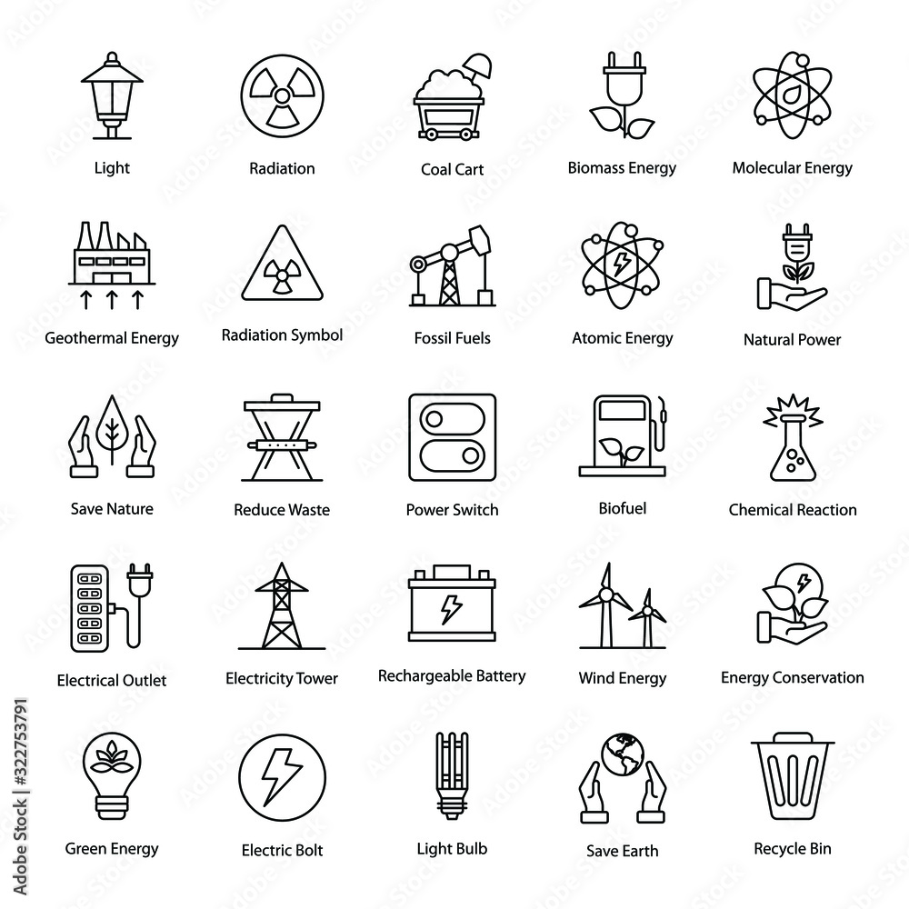 Save Energy Line Icons Pack Save Energy Line Icons Pack
