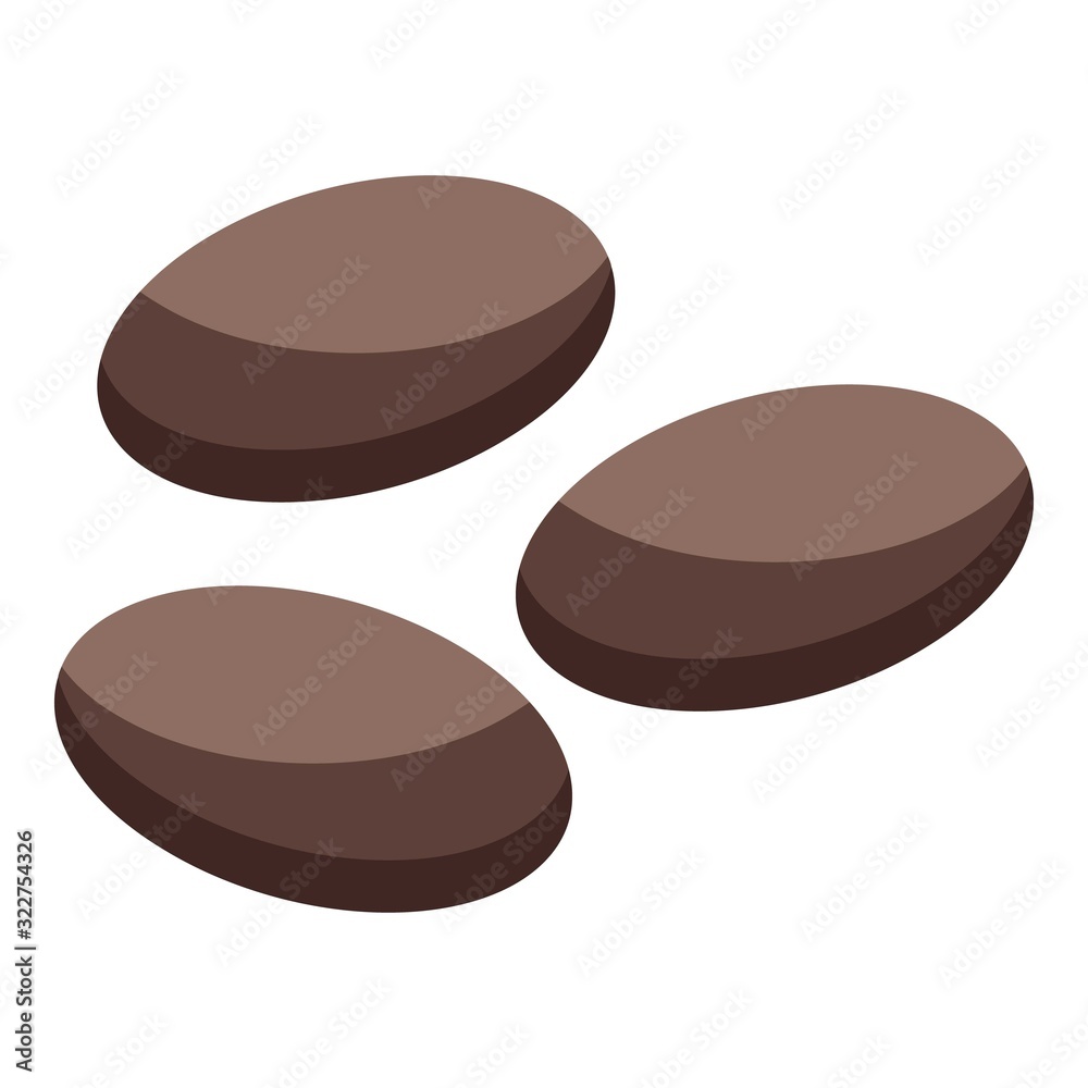 Cocoa beans icon. Isometric of cocoa beans vector icon for web design isolated on white background Cocoa beans icon. Isometric of cocoa beans vector icon for web design isolated on white background