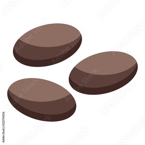 Cocoa beans icon. Isometric of cocoa beans vector icon for web design isolated on white background