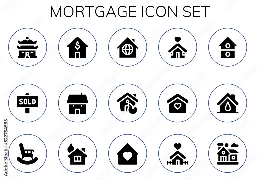 Modern Simple Set of mortgage Vector filled Icons