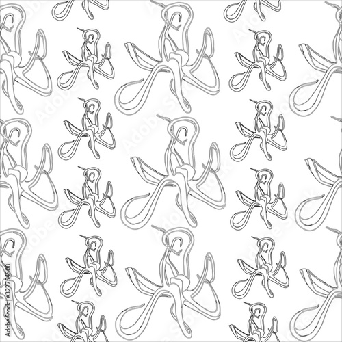 Octopus seamless pattern isolated on white background. Octopus illustration. Marine pattern