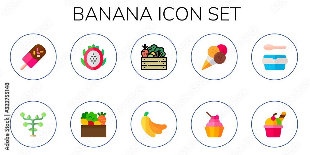 Modern Simple Set of banana Vector flat Icons