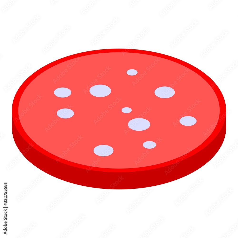 Slice sausage icon. Isometric of slice sausage vector icon for web design isolated on white background Slice sausage icon. Isometric of slice sausage vector icon for web design isolated on white background