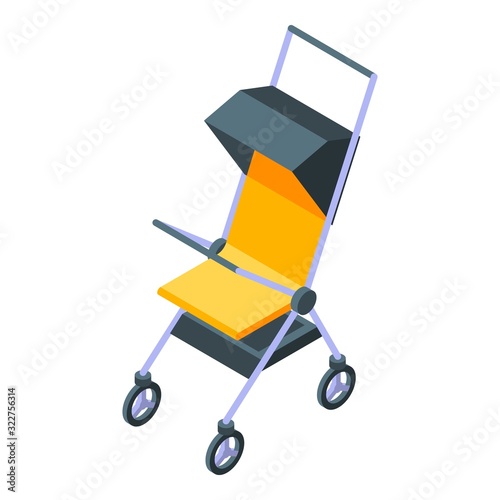 Baby carriage icon. Isometric of baby carriage vector icon for web design isolated on white background