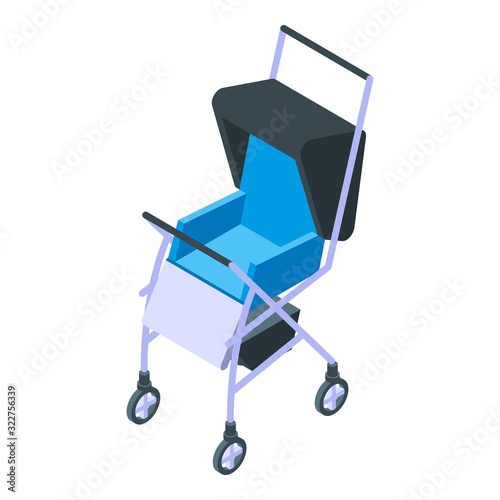 Baby pram icon. Isometric of baby pram vector icon for web design isolated on white background