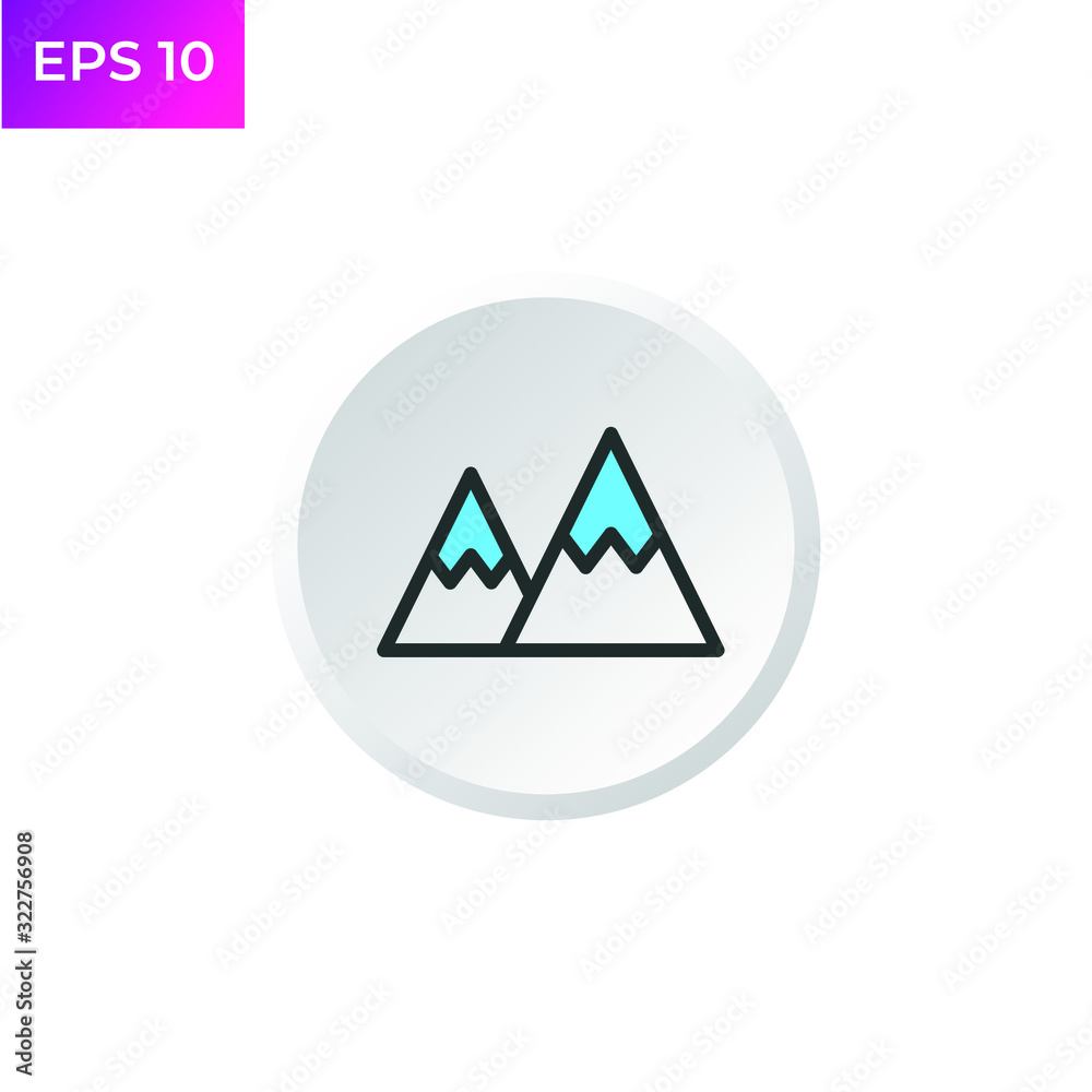 Mountain icon template color editable. Mountain symbol logo vector sign isolated on white background illustration for graphic and web design. Mountain icon template color editable. Mountain symbol logo vector sign isolated on white background illustration for graphic and web design.