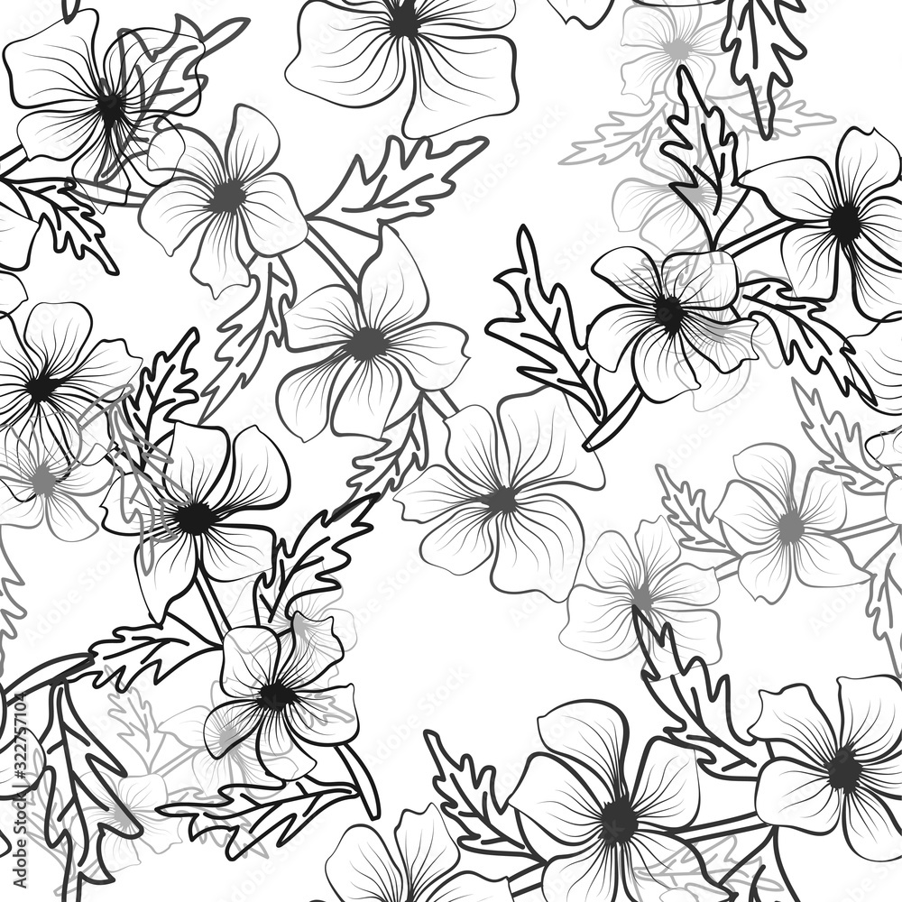 custom made wallpaper toronto digitalBlack outlines of flowers on white background. Floral texture repeat modern pattern. Seamless pattern tile. Modern black outlines of flowers, great design for any purposes.
