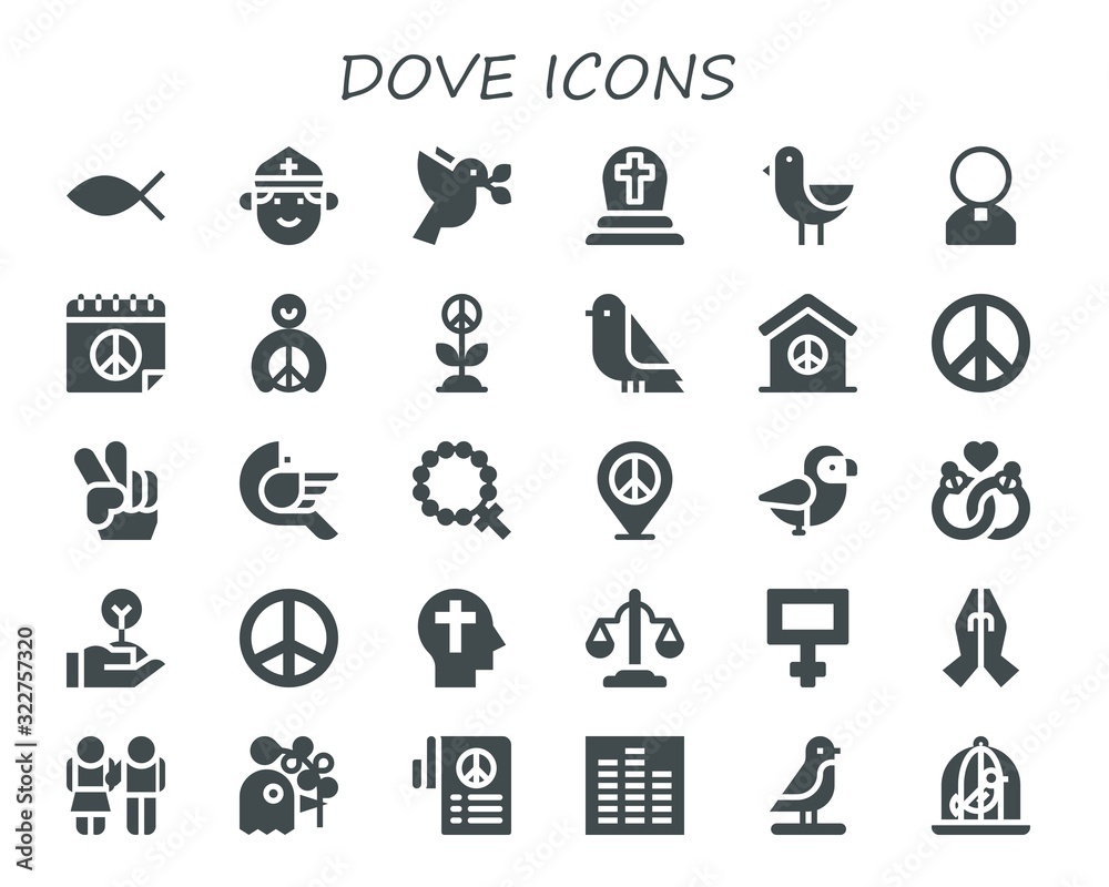 Modern Simple Set of dove Vector filled Icons