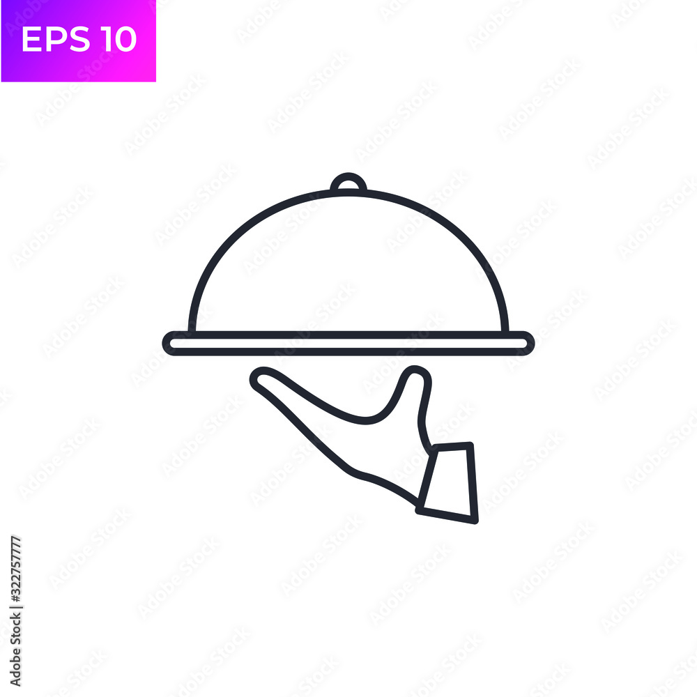 Waiters Serving. Food Tray icon template color editable. Waiters Serving. Covered food symbol logo vector sign isolated on white background illustration for graphic and web design.