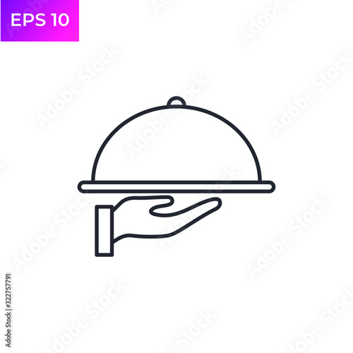 Waiters Serving. Food Tray icon template color editable. Waiters Serving. Covered food symbol logo vector sign isolated on white background illustration for graphic and web design.