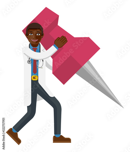 A black doctor cartoon char...