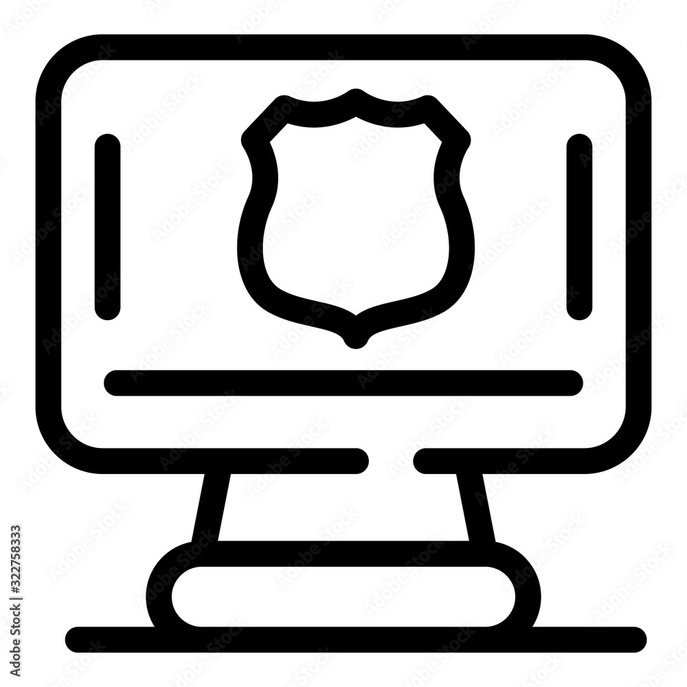 Police computer icon. Outline police computer vector icon for web design isolated on white background Police computer icon. Outline police computer vector icon for web design isolated on white background