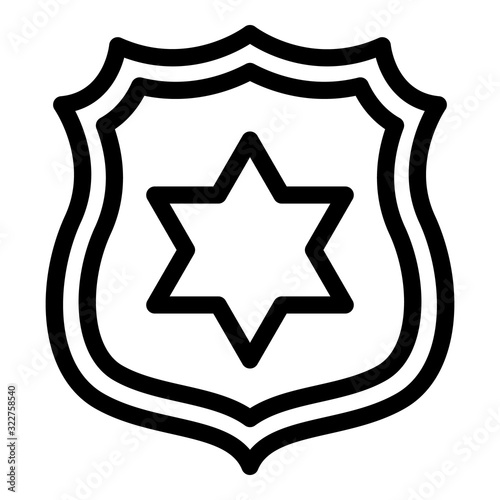 Police badge icon. Outline police badge vector icon for web design isolated on white background
