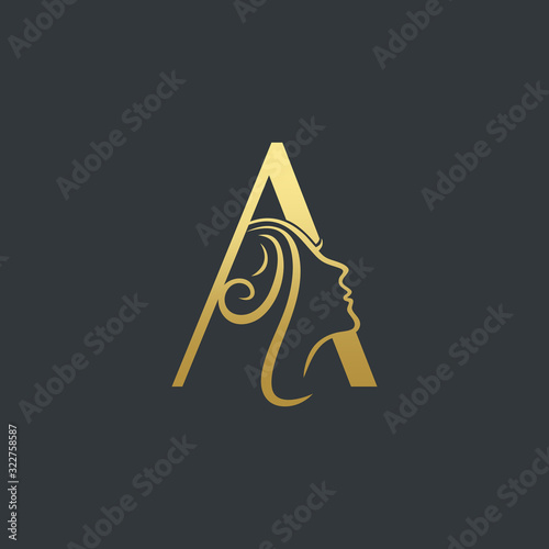 Letter A beauty Face Logo Design Vector Icon