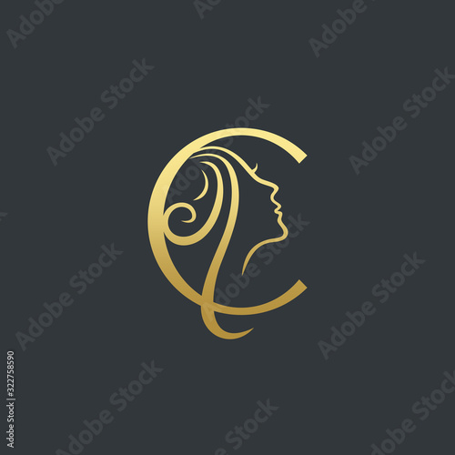 Letter C beauty Face Logo Design Vector Icon