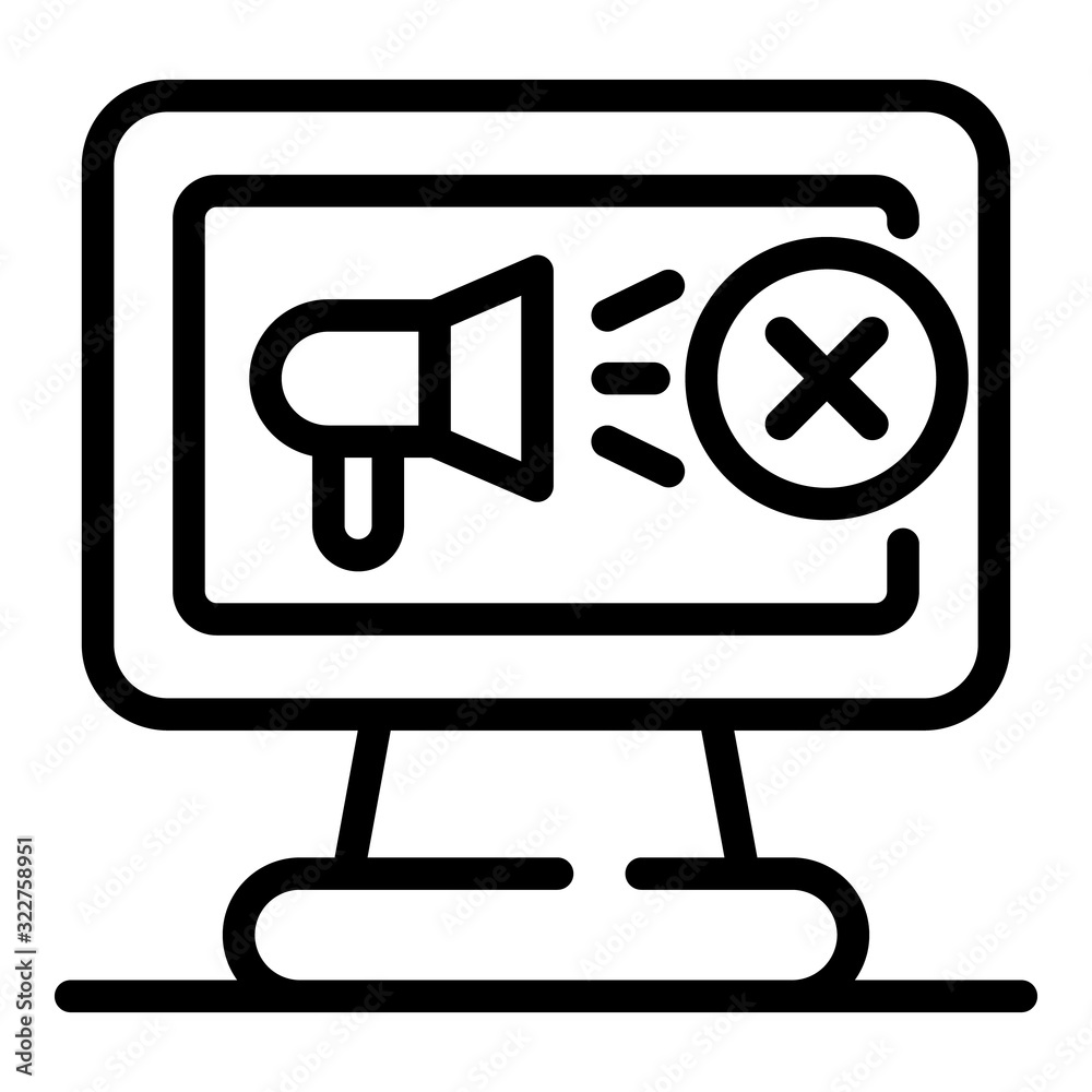 No online marketing icon. Outline no online marketing vector icon for web design isolated on white background No online marketing icon. Outline no online marketing vector icon for web design isolated on white background