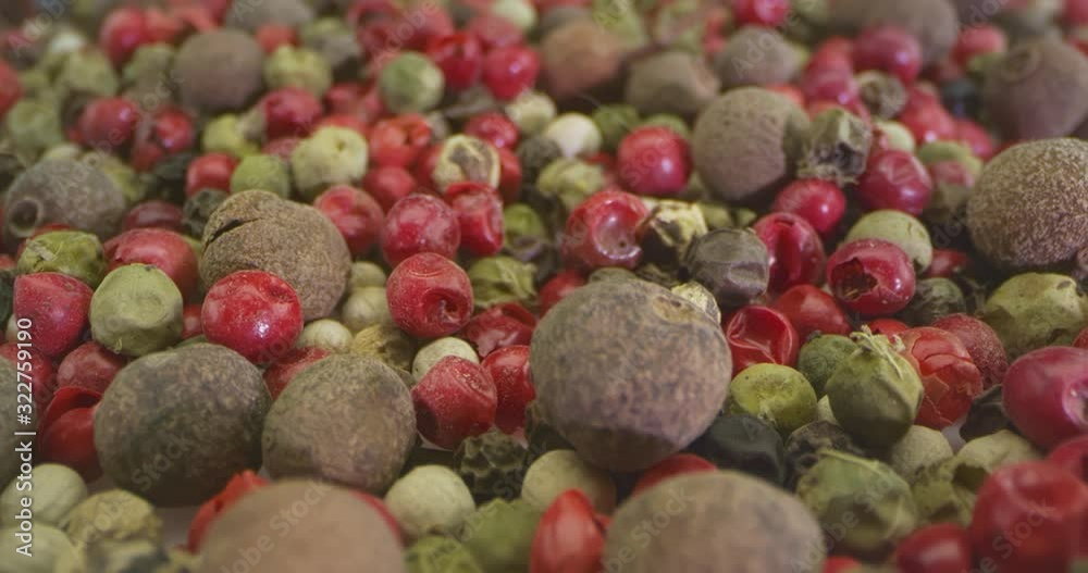 Mixture of Aromatic Peppers: red, black, white, green hot spices.