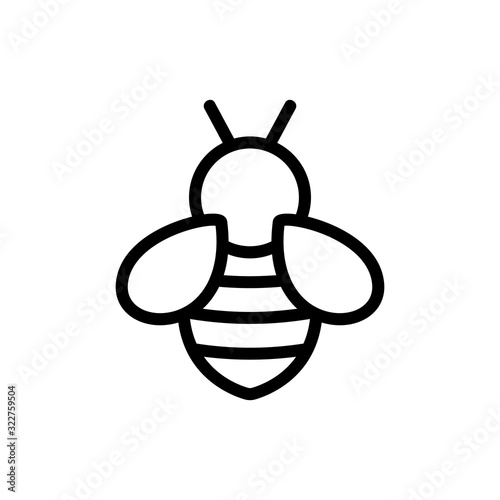 Bee icon vector. Thin line sign. Isolated contour symbol illustration