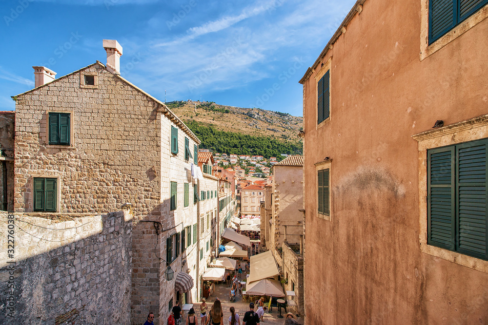 View from Spanish Steps on Old city street in Dubrovnik
