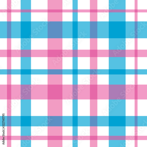 Seamless pattern in amazing white, blue and pink colors for plaid, fabric, textile, clothes, tablecloth and other things. Vector image.