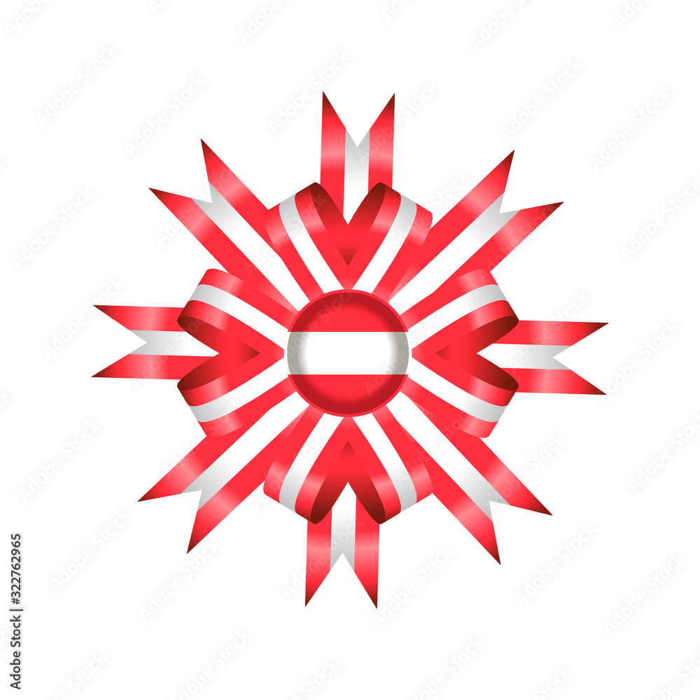 Fototapeta premium Austria detailed silk rosette flag, eps10 vector illustration