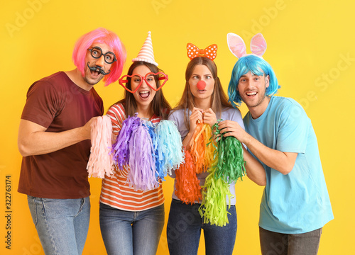People in funny disguise on...