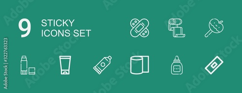 Editable 9 sticky icons for web and mobile