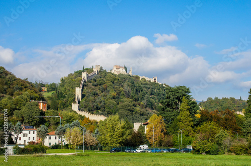 Marostica landscape with the castle and walls  Italy  Europe.