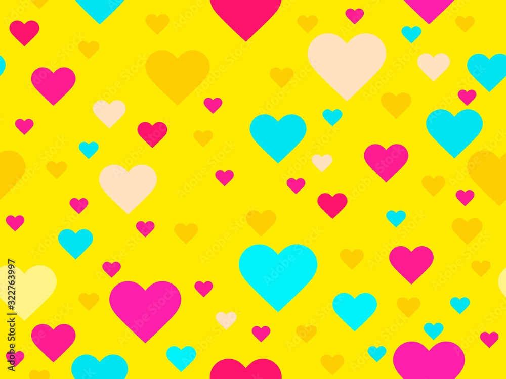 Hearts seamless pattern. Happy Valentine's day, 14th of February. Background for greeting card, wrapping paper, promotional materials. Vector illustration