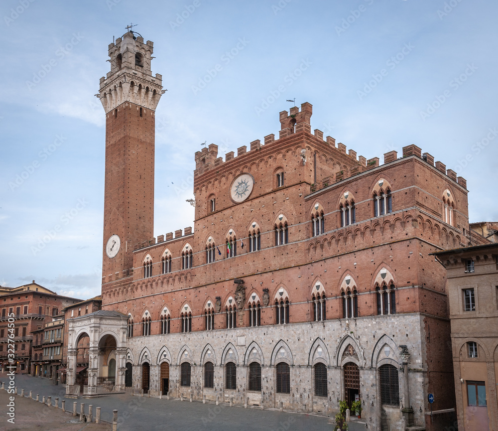 The Palazzo Pubblico (town hall) is a palace in PIazza del Campo of Siena, Tuscany, central Italy
