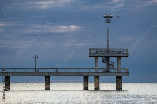 Burgas bridge at sunrise. The symbol of Burgas. 