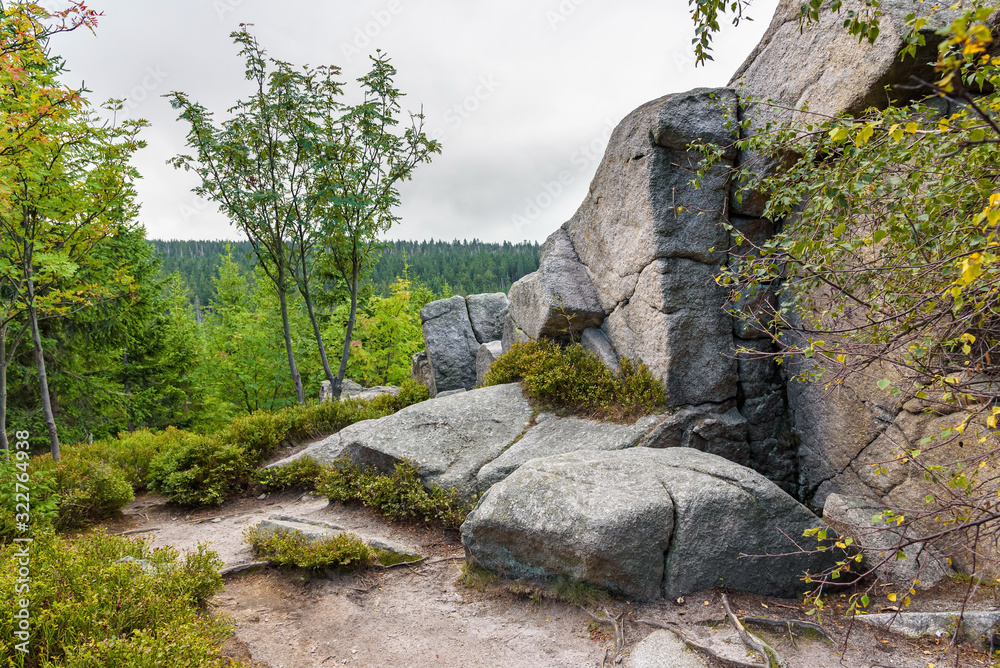 Huge rocks at red mountain trail to Szrenicka Hall Huge rocks at red mountain trail to Szrenicka Hall