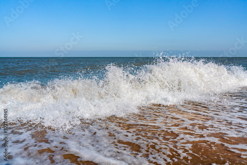 Big wave splash on the ocean shore