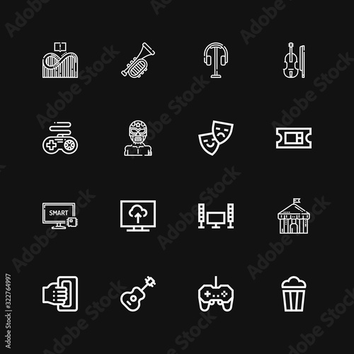 Editable 16 entertainment icons for web and mobile