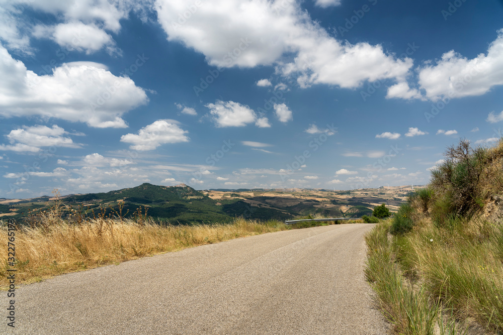 Rural landscape in Basilicata at summer near Melfi