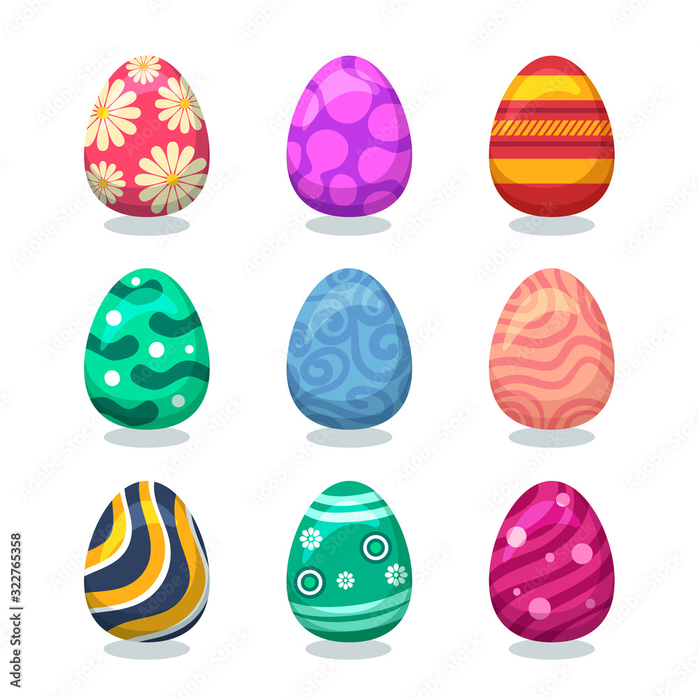 Colorful easter day egg collection.Vector