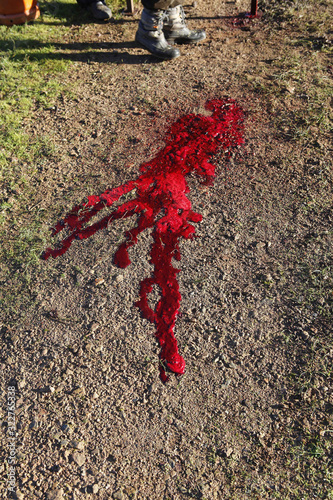 red blood on the floor photo