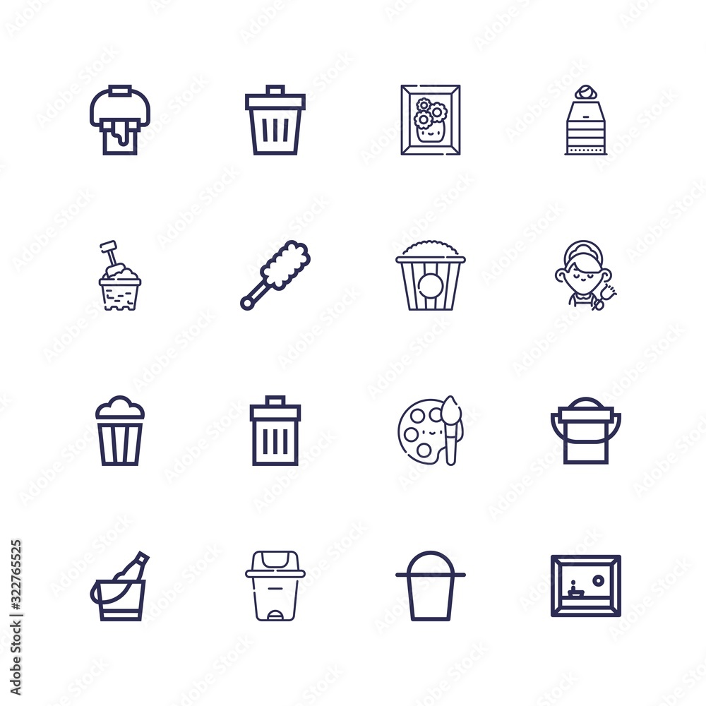 Editable 16 bucket icons for web and mobile