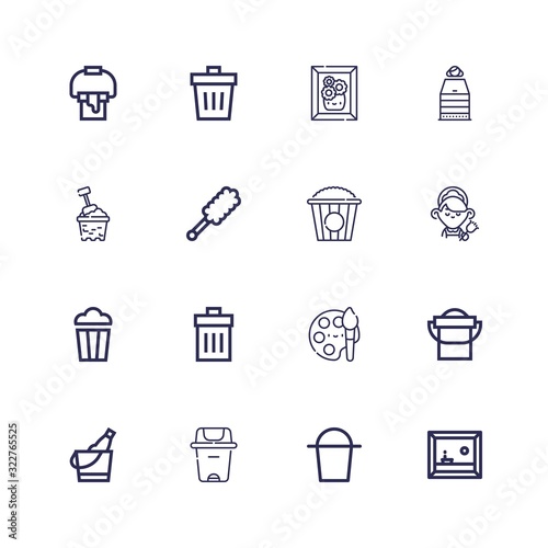 Editable 16 bucket icons for web and mobile