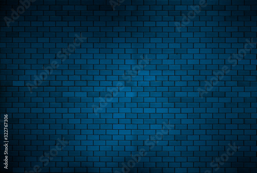 Beautiful Dark Blue Brick Wall Background Grunge Decor Art Rough Stylized Texture Banner With Space For Text
