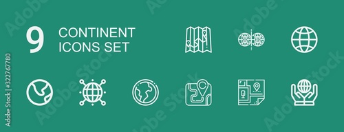Editable 9 continent icons for web and mobile