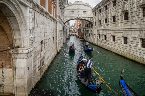 Gondola and love in Venice, Italy, Europe.
