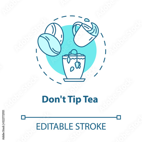 Dont tip tea concept icon. Indoor gardening. Herbs cultivation. Dont overturn coffee to pot idea thin line illustration. Vector isolated outline RGB color drawing. Editable stroke