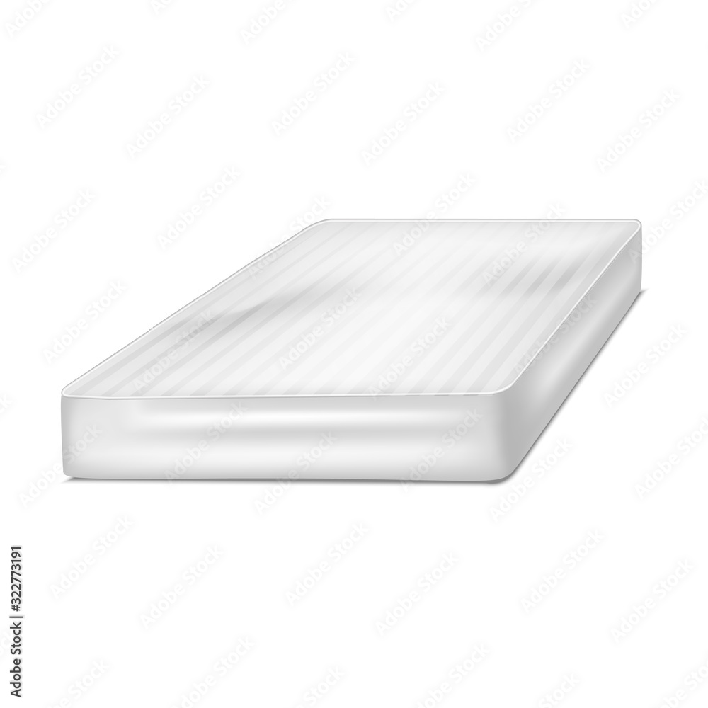 Realistic Detailed 3d White Blank Mattress Template Mockup. Vector Realistic Detailed 3d White Blank Mattress Template Mockup. Vector