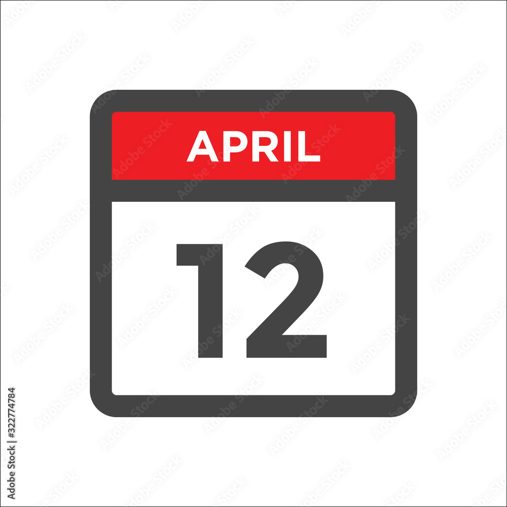 April 12 calendar icon with day of month April 12 calendar icon with day of month